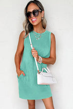 Load image into Gallery viewer, Sea Green Mineral Wash Tank Mini Dress with Pockets
