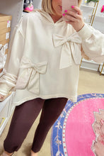 Load image into Gallery viewer, White Solid Color Cute Bow Detail Loose Hoodie
