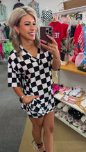 Load image into Gallery viewer, Black Checkerboard Print V Neck Set

