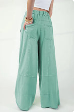 Load image into Gallery viewer, &quot;WAITLIST&quot; Mint Green Mineral Wash Exposed Seam Drawstring High Waist Wide Leg Cargo
