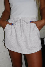 Load image into Gallery viewer, Light Grey French Terry Drawstring Mini Skort with Pockets
