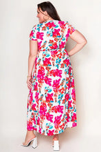 Load image into Gallery viewer, Size 2x Rose Plus Size Floral Print Wrap Slit Dress
