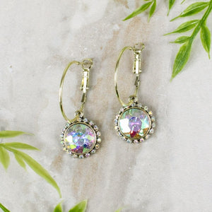 Glass Crystal Hoop Earrings -  AB