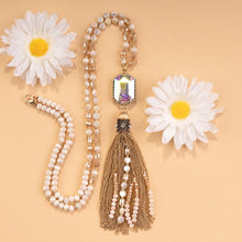 Load image into Gallery viewer, Animal Print Beaded Tassel Necklace - Red
