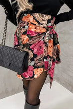 Load image into Gallery viewer, Multicolor Floral Print Asymmetric Front Knot Wrap Skirt
