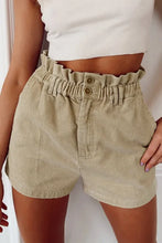 Load image into Gallery viewer, Size XL Apricot Corduroy Paperbag Waist High Waist Shorts
