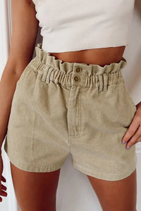 Size XL Apricot Corduroy Paperbag Waist High Waist Shorts