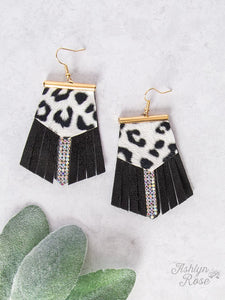 LOCKED OUT OF HEAVEN WITH LEATHER FRINGE EARRINGS, BLACK